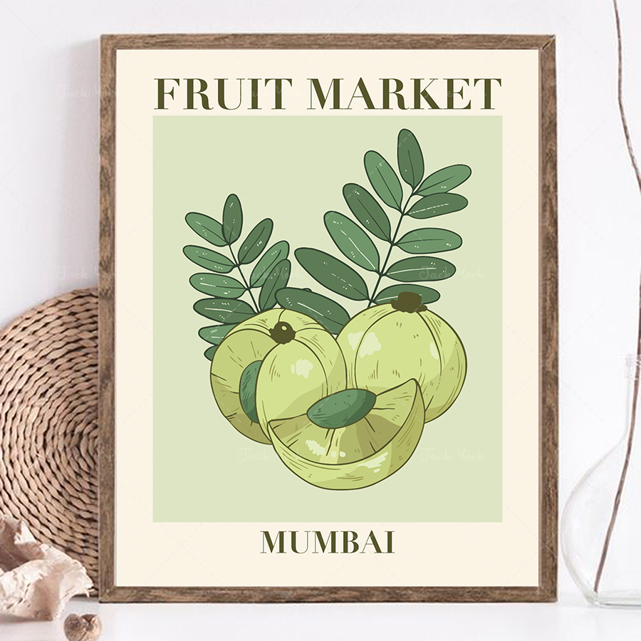 Plant Jackfruit - Obstmarktdruck, Obstmarktplakat, Obstdruck, Obstpflanzenkunst, Obstkunst des