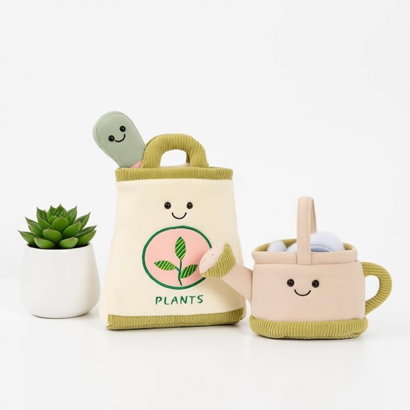 Plant Parent Free - Garten-Plüschtier-Set: Schaufel, Gießkanne, Weiche Stoffpuppe, Interaktives