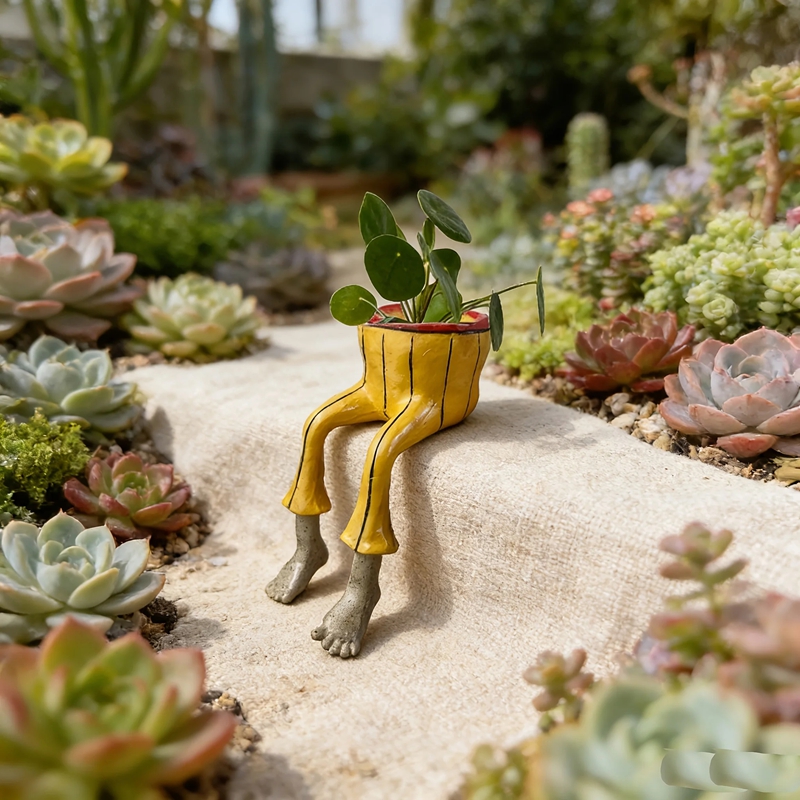 Plant Parent Free - Neuartiger Keramik-Blumentopf mit sitzenden Beinen, niedlicher