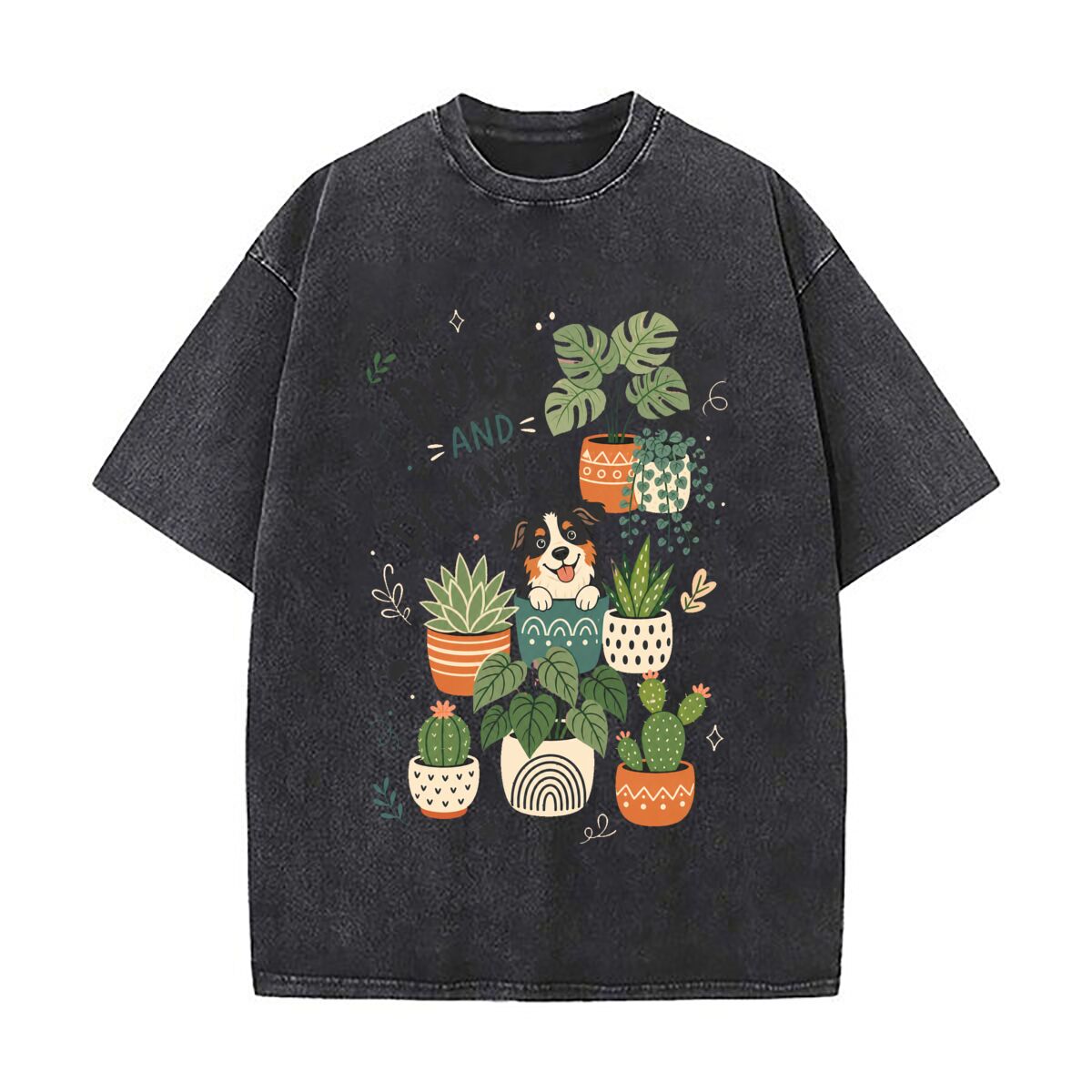 Plant Parent Free - Lustige, pflanzenliebende Hundebesitzer-Kunst: Washed Distressed Loose